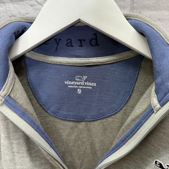 Vineyard Vines Boys 1/2 Zip Cotton Pullover Size XL Gray Whale Logo Spellout - Picture 4 of 6